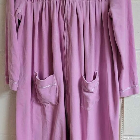 Appleseed's Orchid Velour Zip Housecoat Petite L - Picture 2 of 8